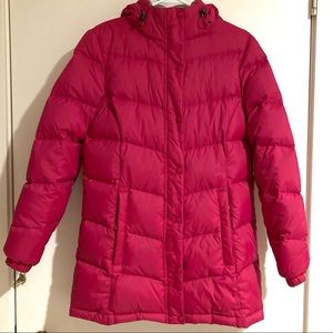 L.L. Bean Down Hooded Puffer Parka Coat Dark Pink